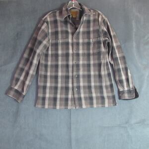 St Johns Bay Shirt Mens M Tall Gray Flannel Shacket Jacket Lodge Heavyweight